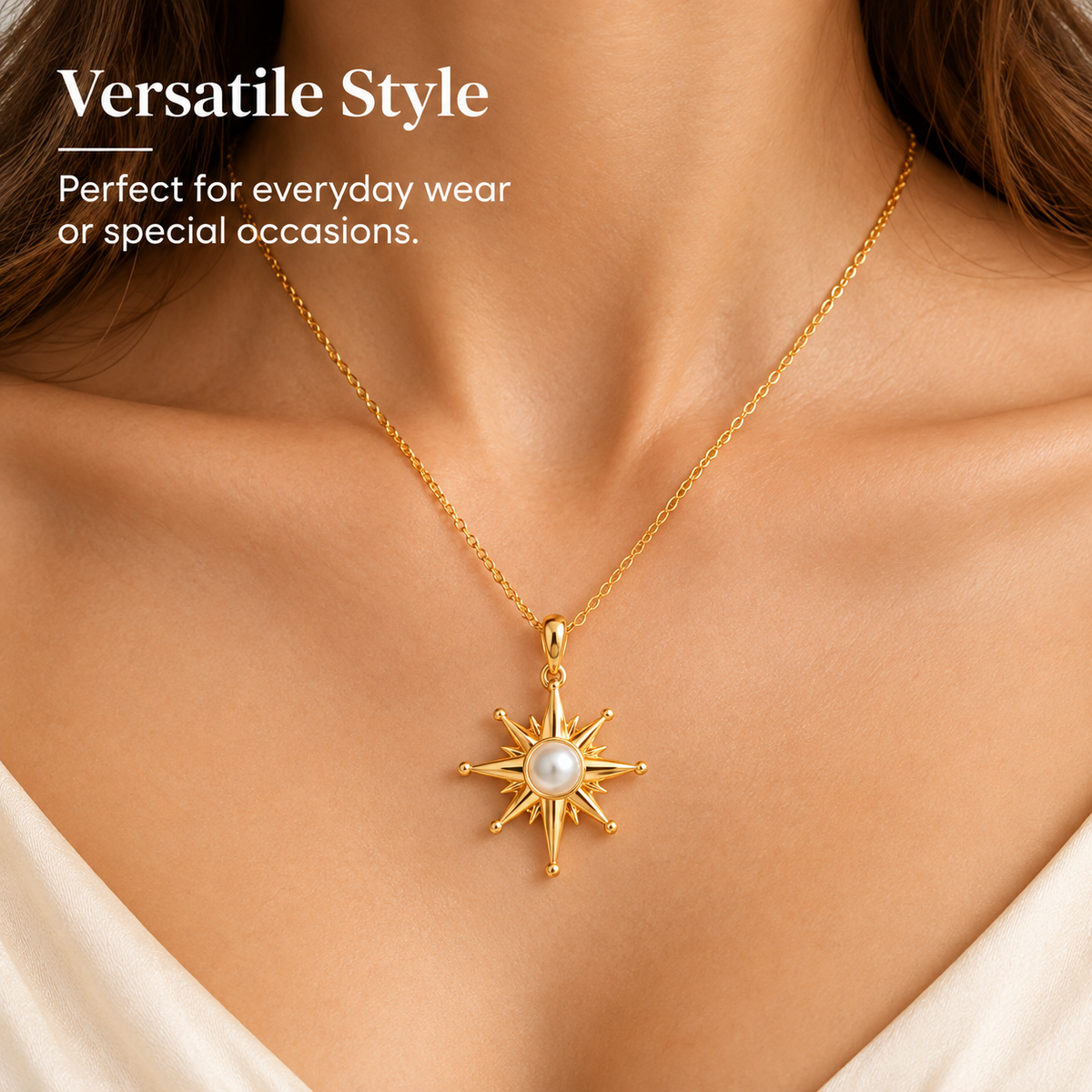 Starburst Pearl Pendant Necklace