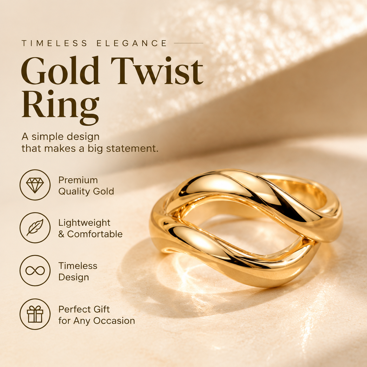 Gold Twist Ring — Timeless Elegance in Every Detail