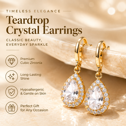 Teardrop Crystal Earrings — Classic Beauty, Everyday Sparkle