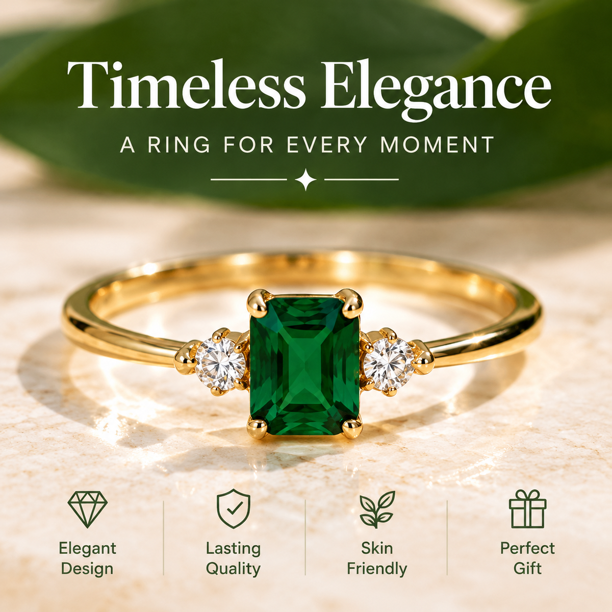 Emerald Halo Ring — Timeless Elegance for Every Moment