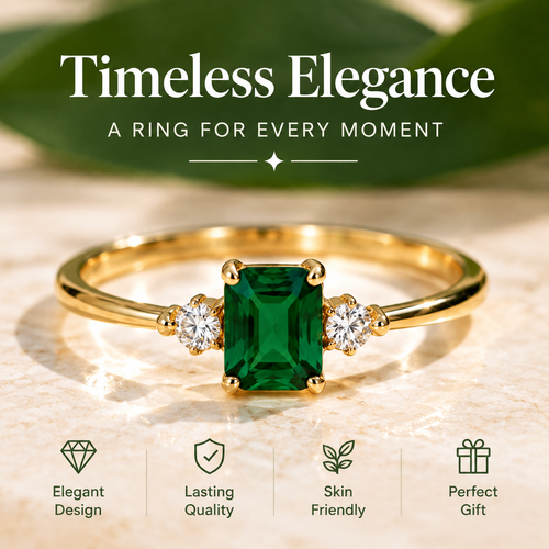 Emerald Halo Ring — Timeless Elegance for Every Moment