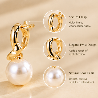 Pearl Drop Earrings — Elegant Gold Pearl Hoop Earrings