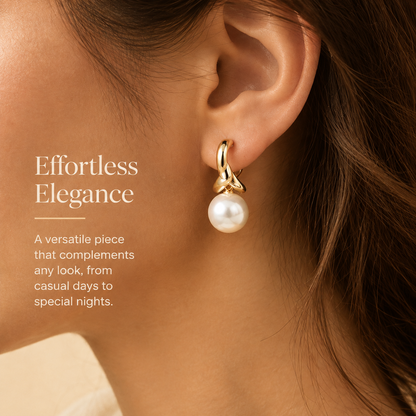 Pearl Drop Earrings — Elegant Gold Pearl Hoop Earrings