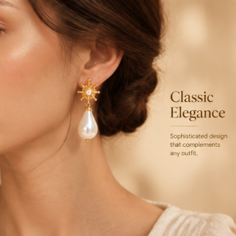 Starburst Pearl Drop Earrings